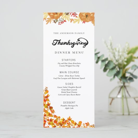 Speisekarte für das Pumpkin Erntedank Menükarte (Stehend Vorderseite)