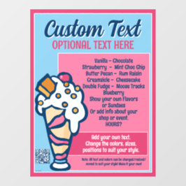 Speisekarte für Eiskremspezialitäten Fensteraufkleber