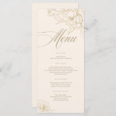 Speisekarte für Elfenbein, mit goldblühender Peony Programm (Vorne/Hinten)