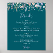 Speisekarte für grüne Hochzeitsgetränke in mehrfar Poster (Vorne)