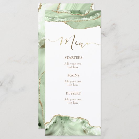 Speisekarte für Grüne Karte (Vorne/Hinten)