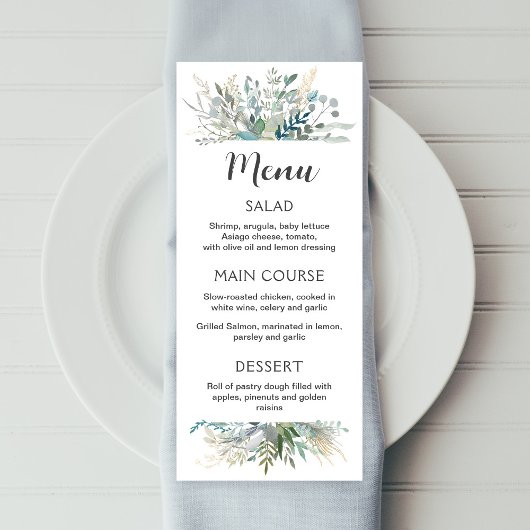 Speisekarte für Grünpflanzen Menükarte