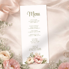 Speisekarte für helle Pfirsiche und Blush Pink Flo Menükarte