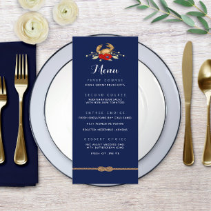 🦀 Speisekarte für Hochzeiten an der Küste von Rot Menükarte