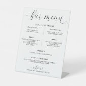 Speisekarte für Hochzeiten Bar Drinks Elegante Sig Sockelschild (Vorderseite)
