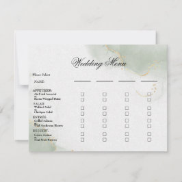 Speisekarte für Hochzeiten Gold Mute Sage Green RSVP Karte