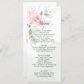 Speisekarte für Hochzeiten in Grün und Pastellrose Menükarte (Vorne/Hinten)