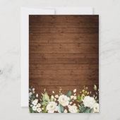 Speisekarte für Hochzeitsabende mit Holz und Weißr Einladung (Rückseite)