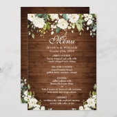 Speisekarte für Hochzeitsabende mit Holz und Weißr Einladung (Vorne/Hinten)