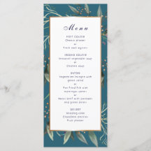 Speisekarte für Hochzeitsessen aquamarines Blattgo