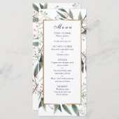 Speisekarte für Hochzeitsessen mit grünem Blattgol Programm (Vorne/Hinten)