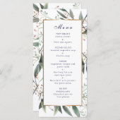 Speisekarte für Hochzeitsessen mit grünem Blattgol Programm (Vorne/Hinten)