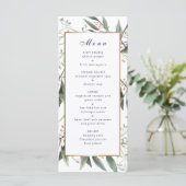 Speisekarte für Hochzeitsessen mit grünem Blattgol Programm (Stehend Vorderseite)