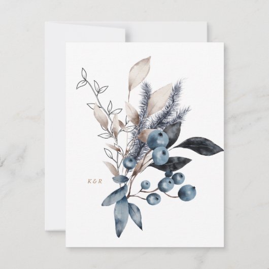 Speisekarte für Hochzeitsfeiern im Winter Einladung (Rückseite)