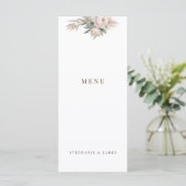 Speisekarte für Hochzeitsfeiern in Rosa Menükarte (Stehend Vorderseite)