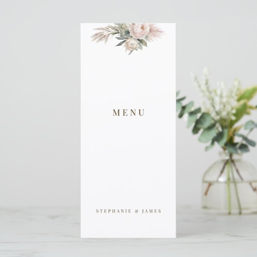 Speisekarte für Hochzeitsfeiern in Rosa Menükarte (Stehend Vorderseite)