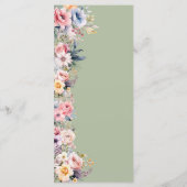 Speisekarte für Hochzeitsfeiern mit grünen Wildblu Menükarte (Rückseite)