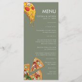 Speisekarte Grün PIZZA Moderne Minimale Hochzeit Menükarte (Vorderseite)