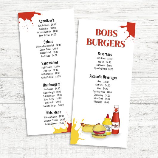 Speisekarte Hamburger Hot Dog Werbekarte