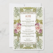 Speisekarte Hochzeit Vintager Jugendstil am Abend Einladung (Vorderseite)