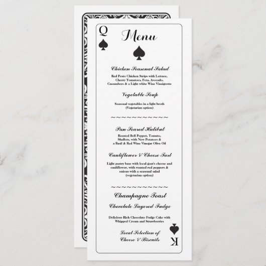 Speisekarte Hochzeitsempfang Einladung (Vorne/Hinten)