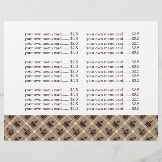 Speisekarte Kaffeehaus (Rückseite)