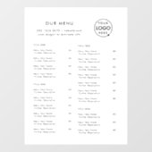 Speisekarte | Minimalistisches Logo Catering Café Fensteraufkleber (Blatt)