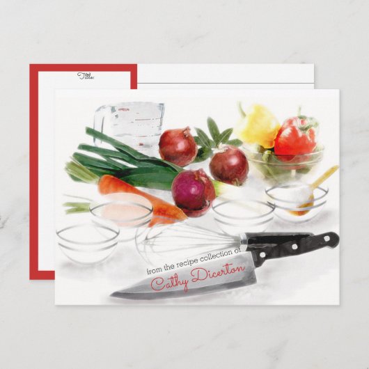 Speisekarte "mise en place" postkarte (Vorne/Hinten)