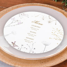 Speisekarte mit Aquarellfarben-Wildblumen