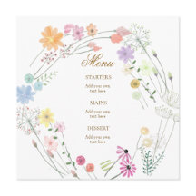 Speisekarte mit Aquarellfarben-Wildblumen