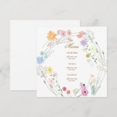Speisekarte mit Aquarellfarben-Wildblumen Menükarte (Vorne/Hinten)
