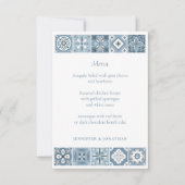 Speisekarte mit blauen und grauen spanischen Flies Ankündigung (Vorderseite)