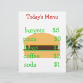 Speisekarte mit einfachem Hamburger-Thema (Stehend Vorderseite)