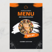 Speisekarte mit einfachen, orangefarbenen und schw menükarte (Vorderseite)