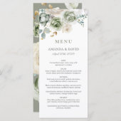 Speisekarte mit grünem Botanischem Elegant für Hoc Menükarte (Vorne/Hinten)