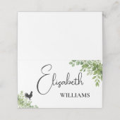 Speisekarte mit Hochzeitskarte "Sage Green Blätter Platzkarte (Außenseite Aufgefaltet)