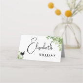 Speisekarte mit Hochzeitskarte "Sage Green Blätter Platzkarte (Vorderseite)