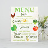 Speisekarte mit Obst und Gemüse (Stehend Vorderseite)