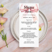 Speisekarte mit rosa Armbrust Werbekarte