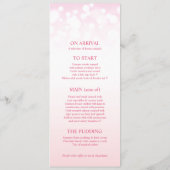 Speisekarte mit rosa Champagner und vier Gängen Menükarte (Rückseite)