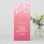 Speisekarte mit rosa Champagner und vier Gängen Menükarte (Stehend Vorderseite)