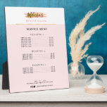 Speisekarte mit trendigem Gold und rosa Salon Fotoplatte<br><div class="desc">Ein trendiges Logo-Design mit benutzerdefinierten Farben und elegantem Text.</div>