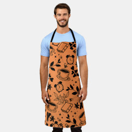 Speisekarte niedliches Teekaffeebuch Orangenmuster Schürze