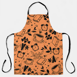 Speisekarte niedliches Teekaffeebuch Orangenmuster Schürze