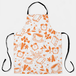 Speisekarte niedliches Teekaffeebuch Orangenmuster Schürze