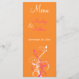 Speisekarte Orange, Rosa und Weiß Menükarte