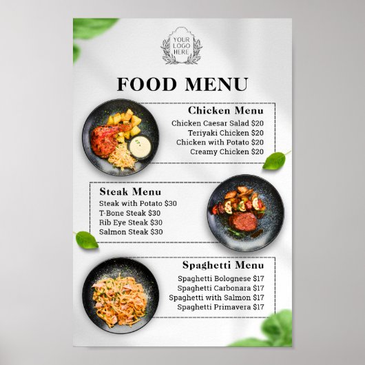 Speisekarte | Restaurant Menu Design Poster (Vorne)
