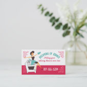 Speisekarte Retro Hausfrau, Koch, Catering-Bikerka Visitenkarte (Stehend Vorderseite)