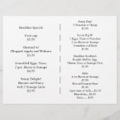 Speisekarte, Sunnyside (Rückseite)