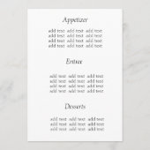 Speisekarte zum Abendessen. Blume pur Menükarte (Rückseite)